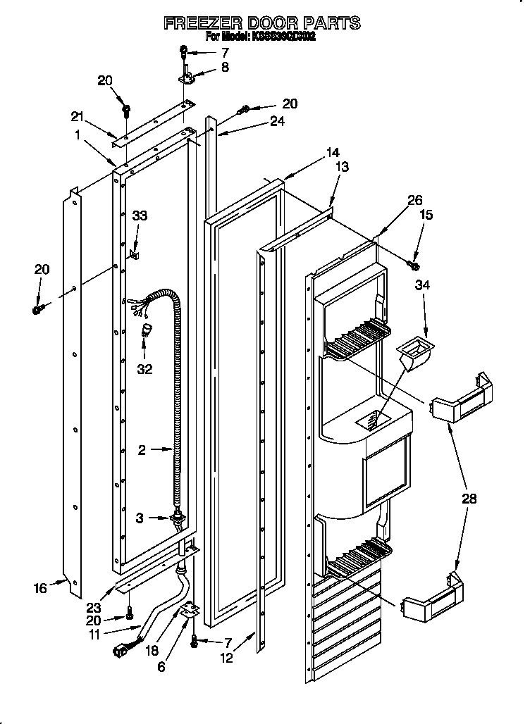 KitchenAid KSSS36QDX02 freezer door diagram