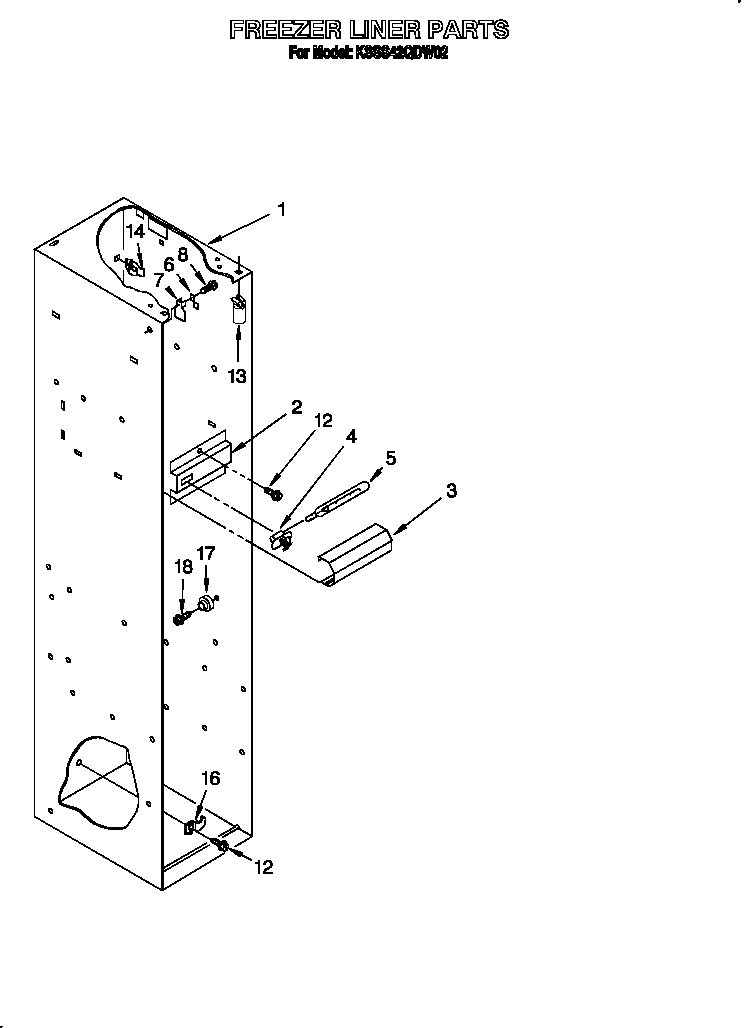 KitchenAid KSSS42QDW02 freezer liner diagram