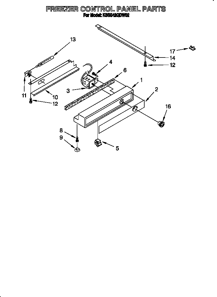 KitchenAid KSSS42QDW02 freezer control panel diagram