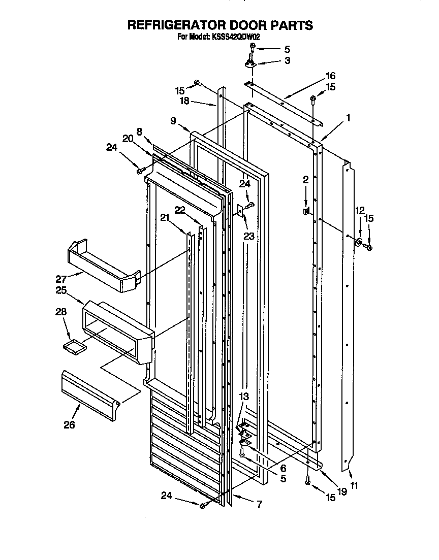 KitchenAid KSSS42QDW02 refrigerator door diagram