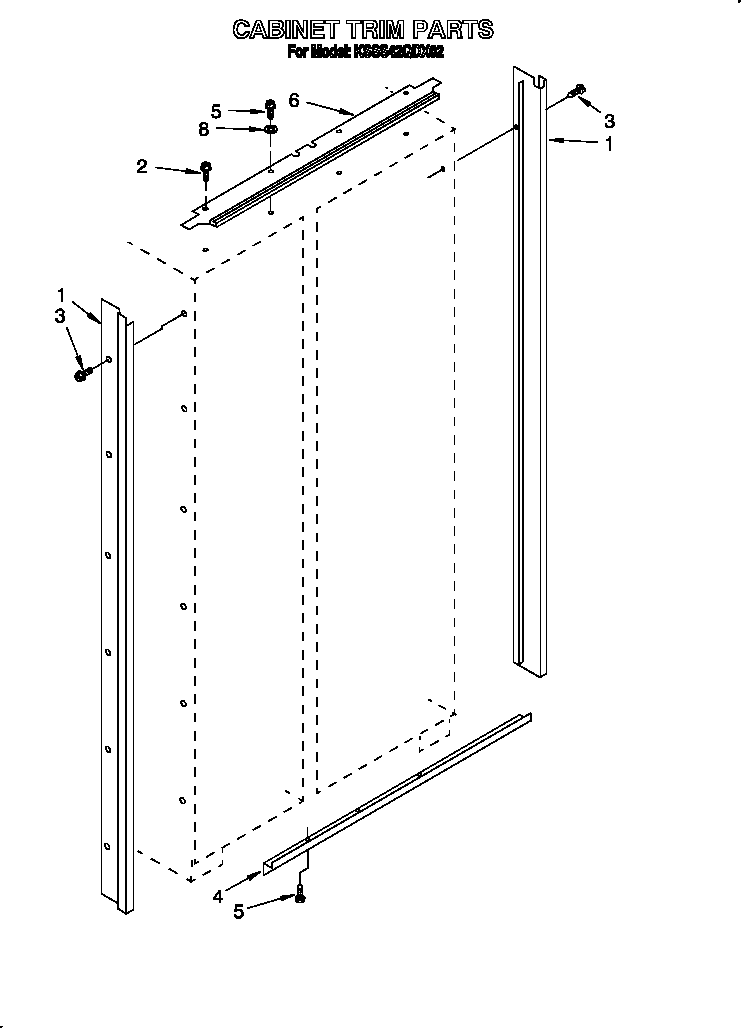 KitchenAid KSSS42QDX02 cabinet trim diagram