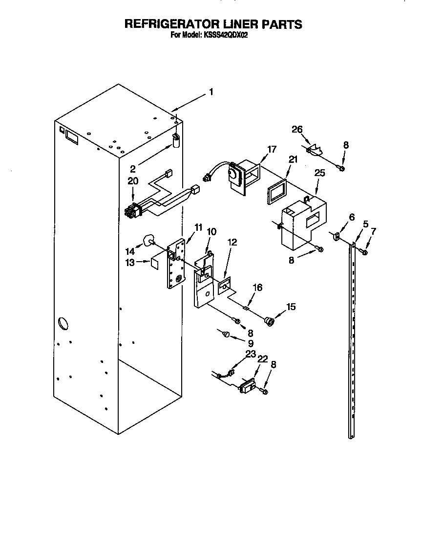 KitchenAid KSSS42QDX02 refrigerator liner diagram