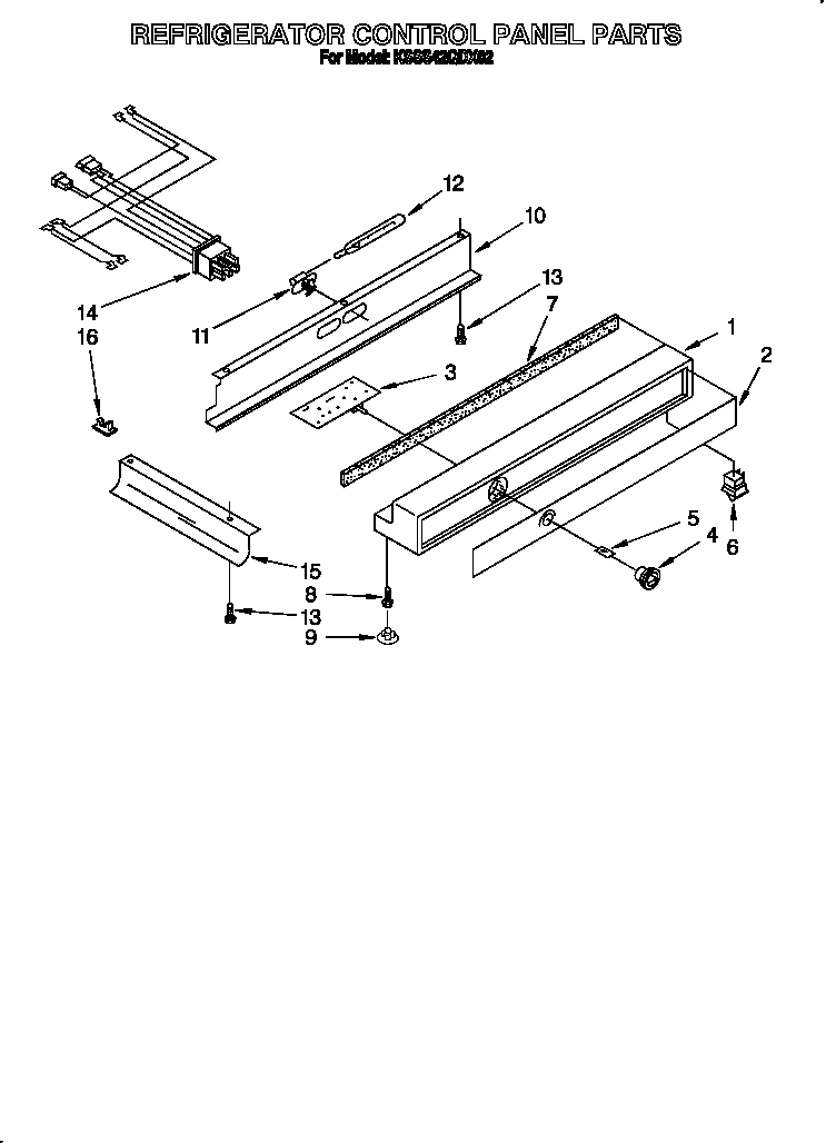 KitchenAid KSSS42QDX02 refrigerator control panel diagram