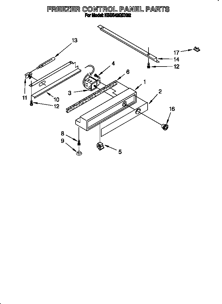 KitchenAid KSSS42QDX02 freezer control panel diagram
