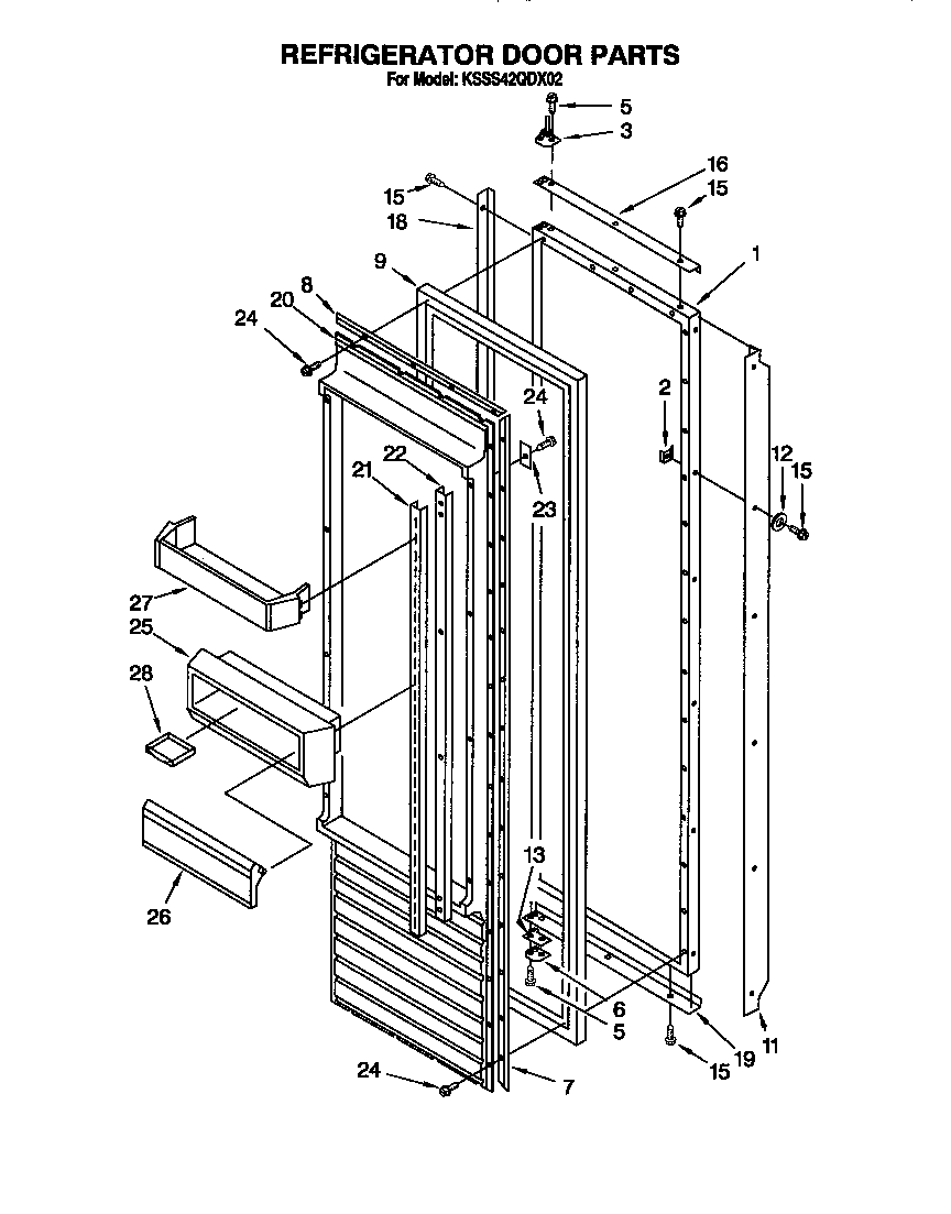 KitchenAid KSSS42QDX02 refrigerator door diagram