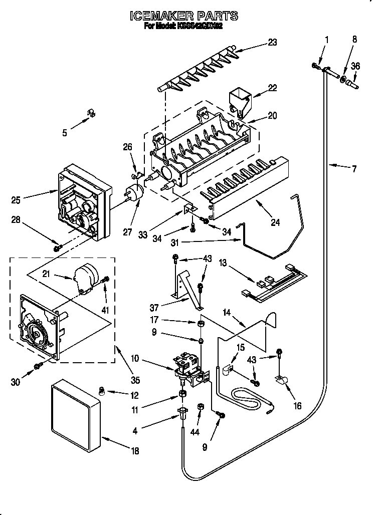 KitchenAid KSSS42QDX02 icemaker diagram