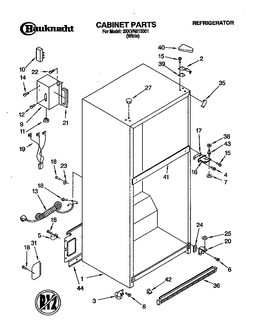 Bauknecht 3XKVN515001 cabinet diagram