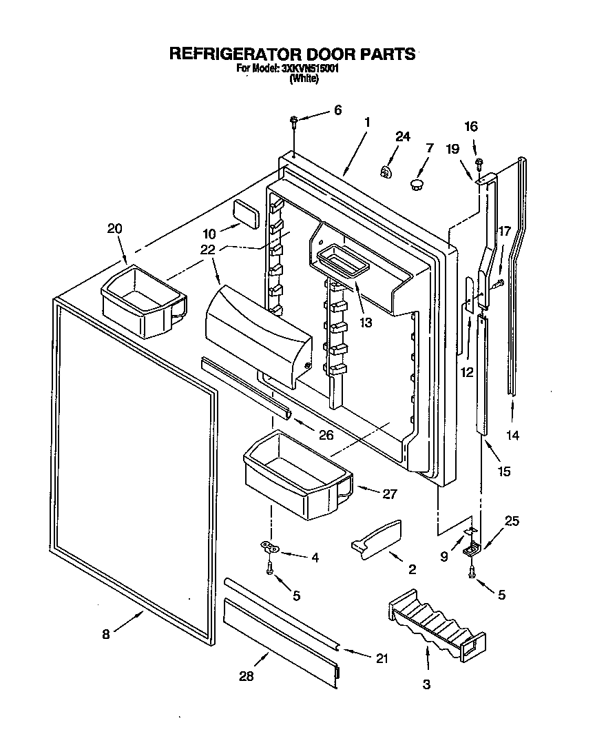 Bauknecht 3XKVN515001 refrigerator door diagram