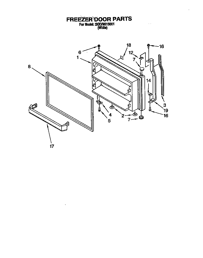 Bauknecht 3XKVN515001 freezer door diagram