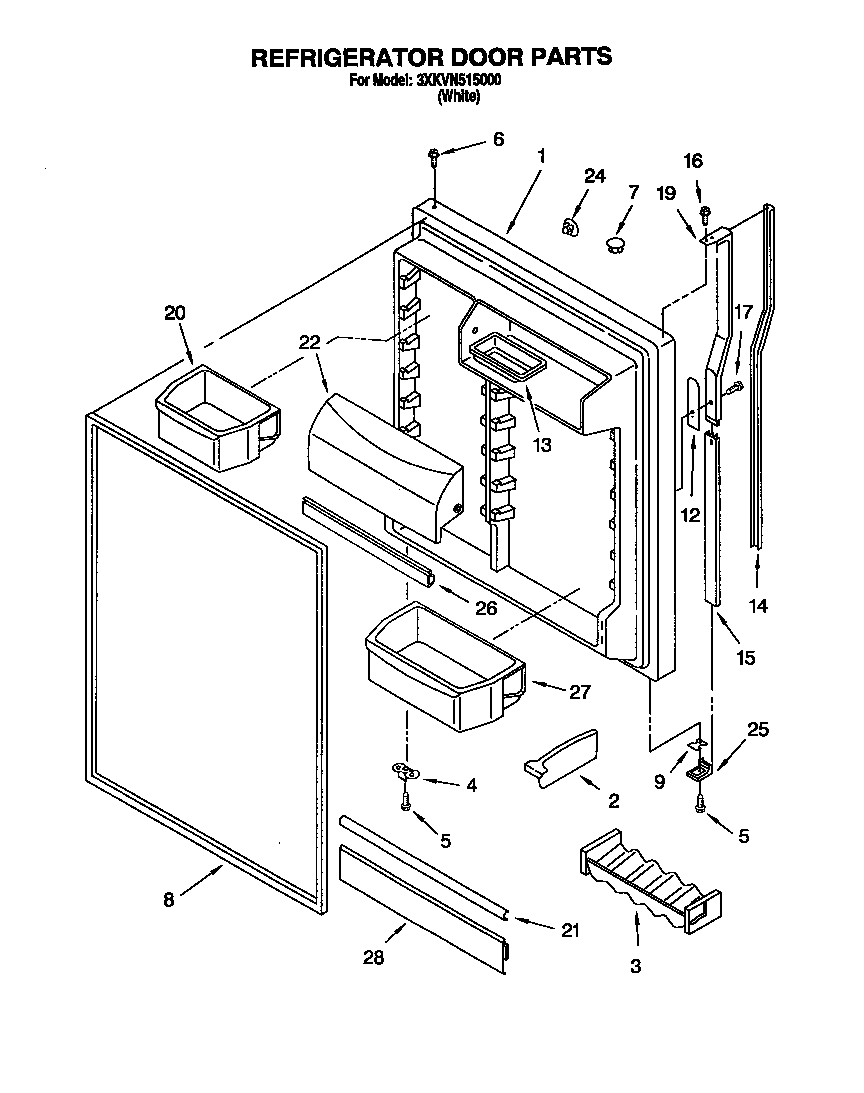 Bauknecht 3XKVN515000 refrigerator door diagram