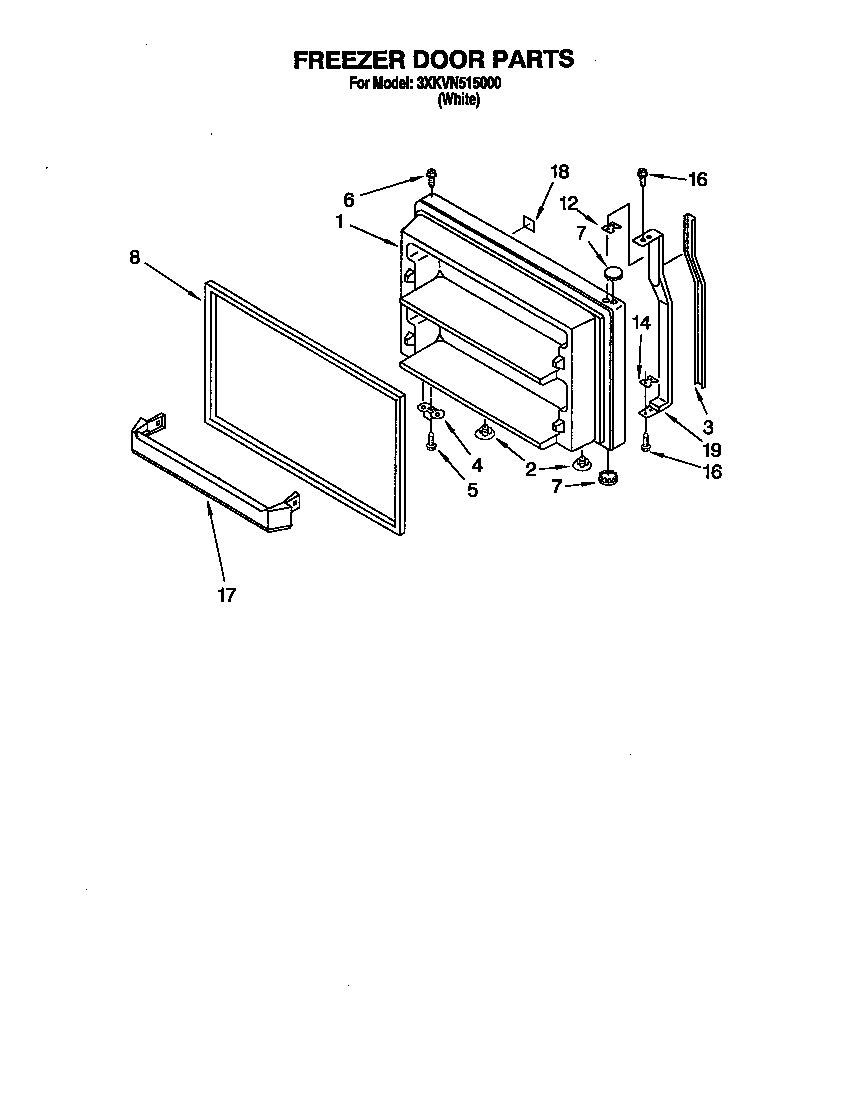 Bauknecht 3XKVN515000 freezer door diagram