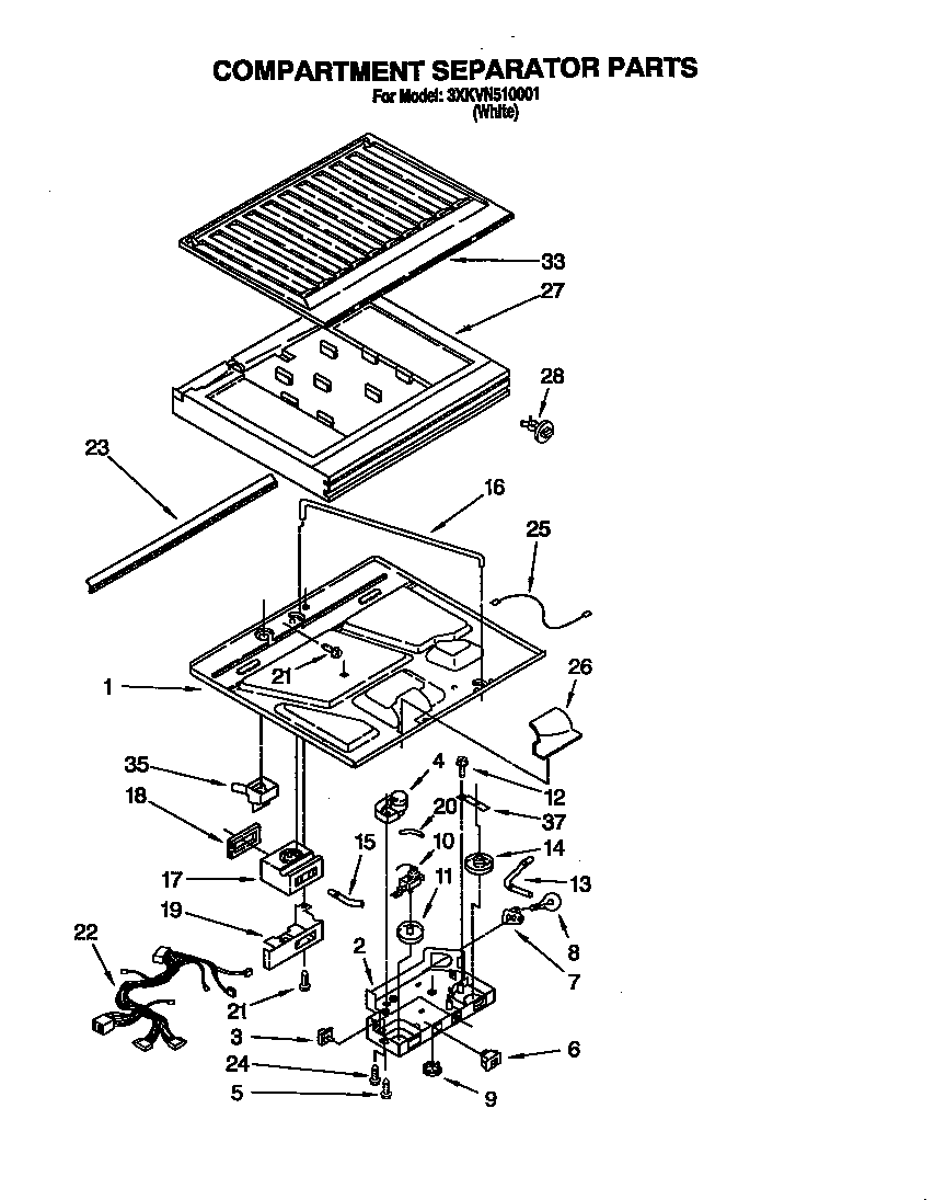 Bauknecht 3XKVN510001 compartment separator diagram