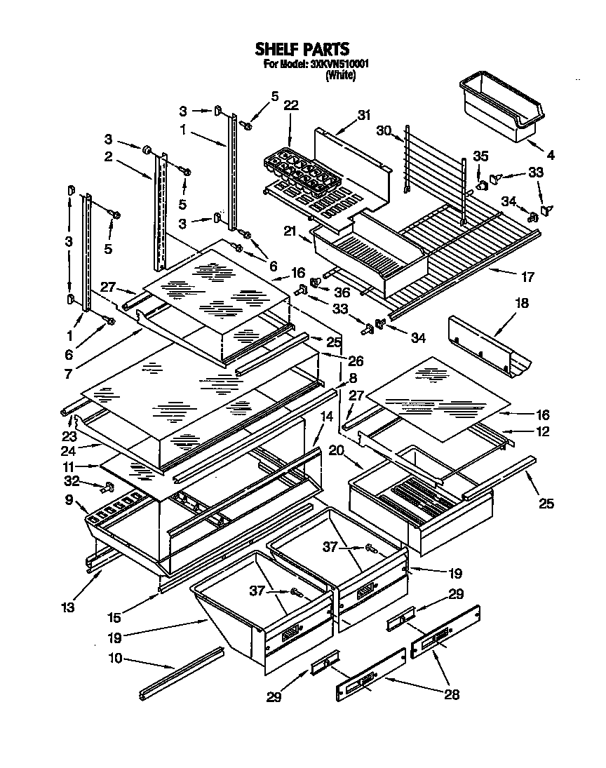 Bauknecht 3XKVN510001 shelf diagram