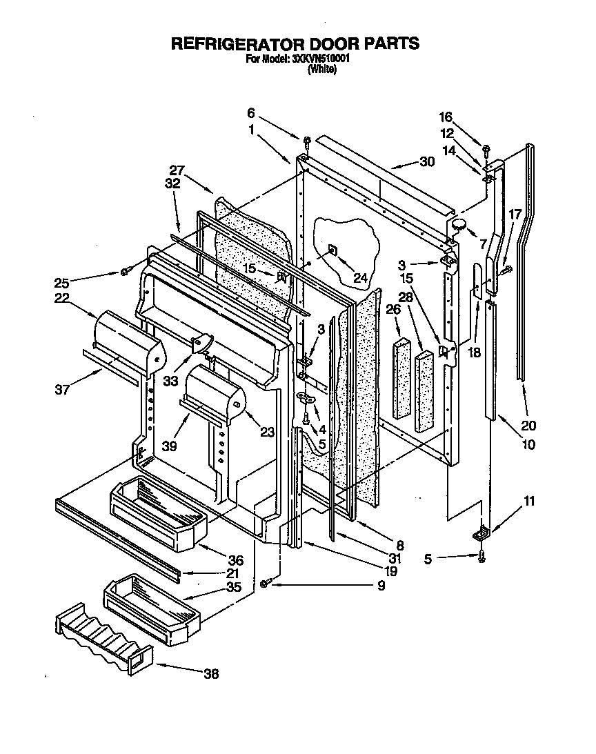 Bauknecht 3XKVN510001 refrigerator door diagram