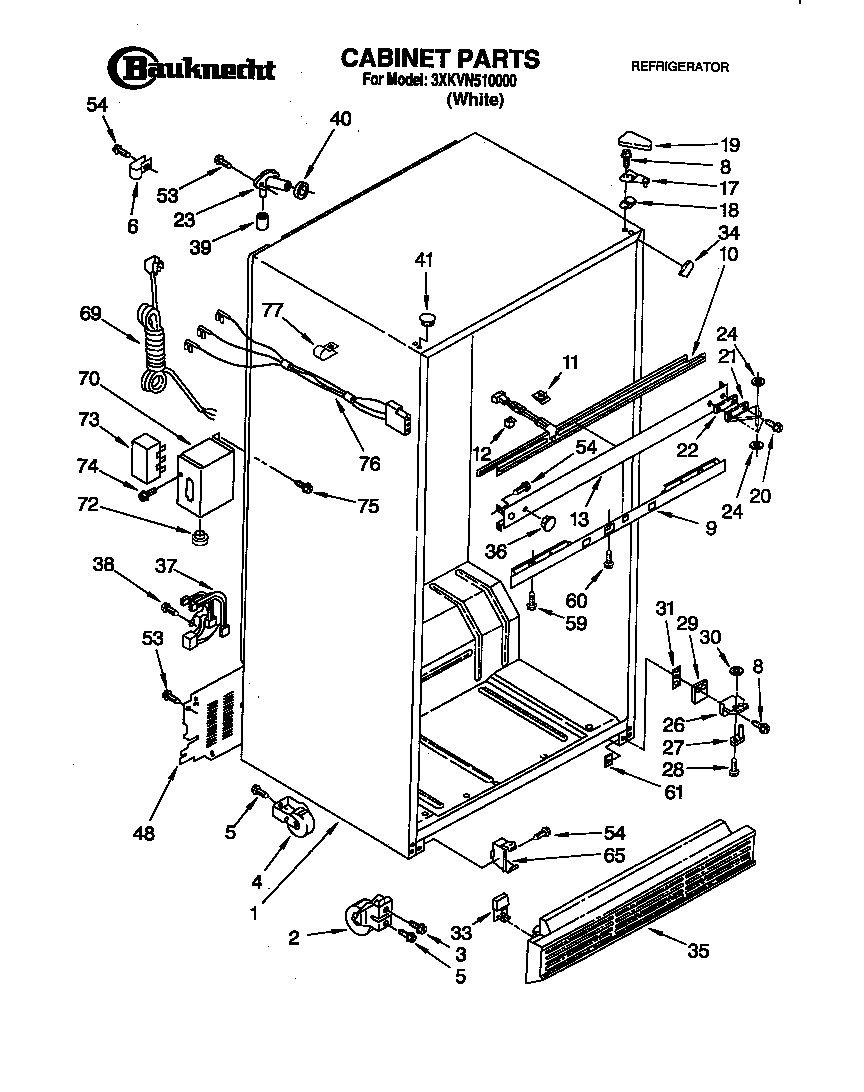 Bauknecht 3XKVN510000 cabinet diagram
