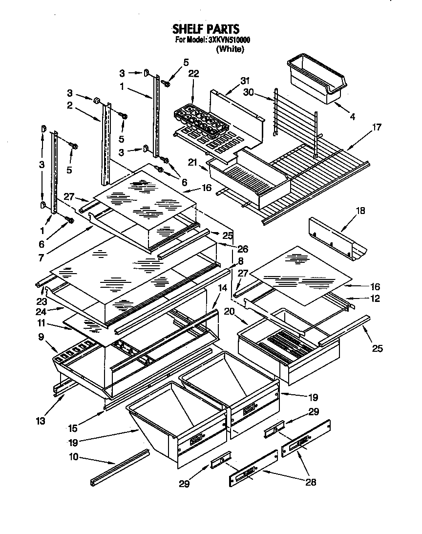 Bauknecht 3XKVN510000 shelf diagram
