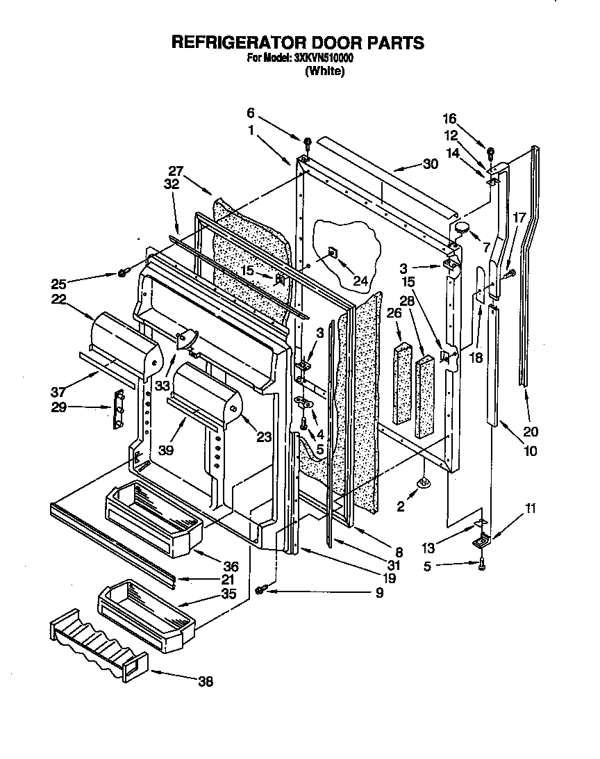 Bauknecht 3XKVN510000 refrigerator door diagram