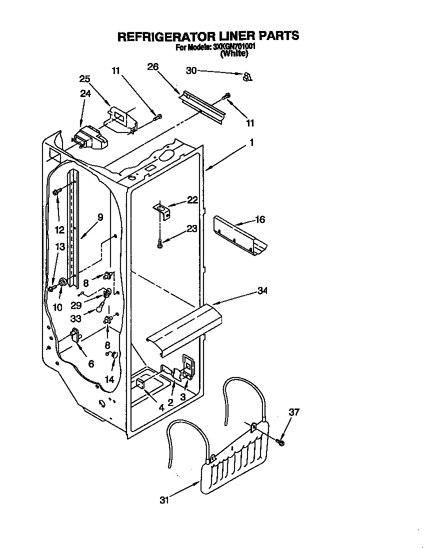 Bauknecht 3XKGN701001 refrigerator liner diagram