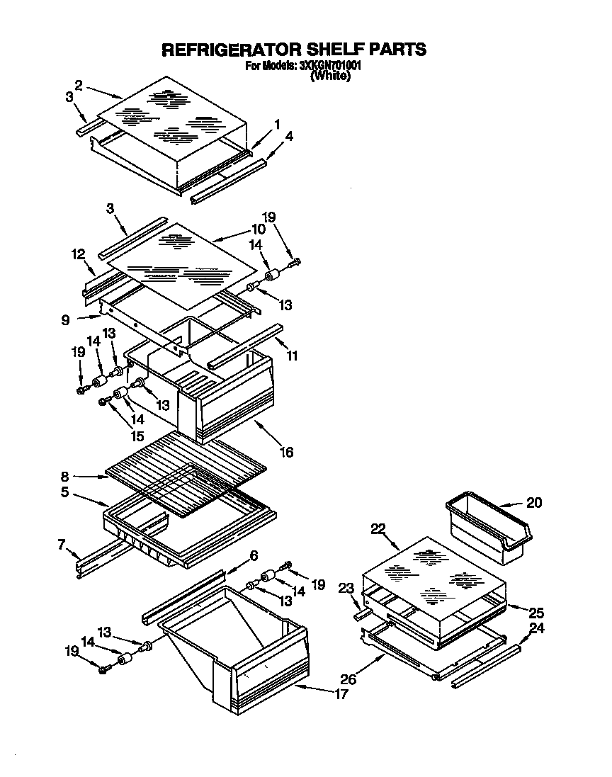 Bauknecht 3XKGN701001 refrigerator shelf diagram