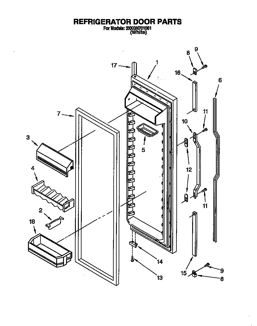 Bauknecht 3XKGN701001 refrigerator door diagram