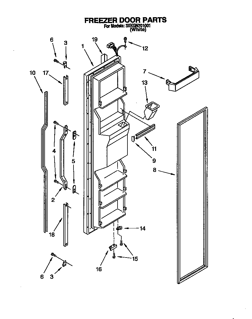 Bauknecht 3XKGN701001 freezer door diagram