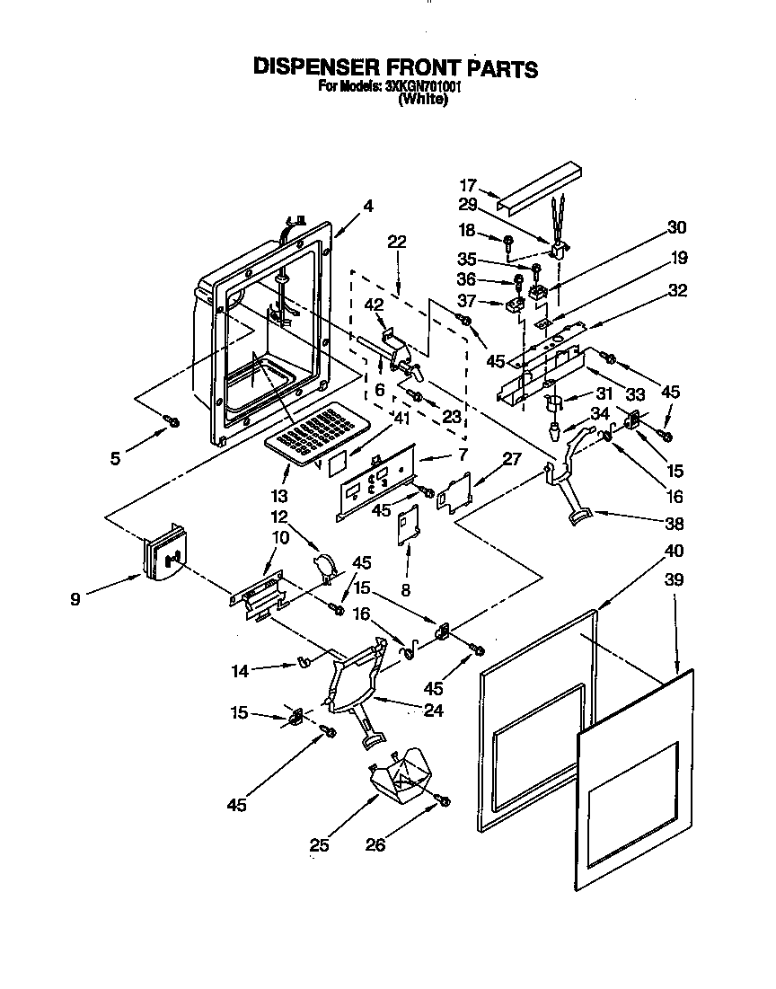 Bauknecht 3XKGN701001 dispenser front diagram