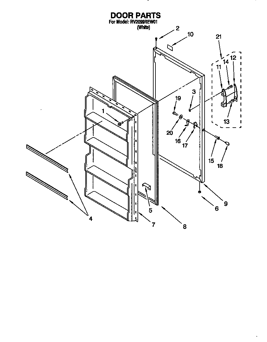 Roper RV2099REW01 door diagram