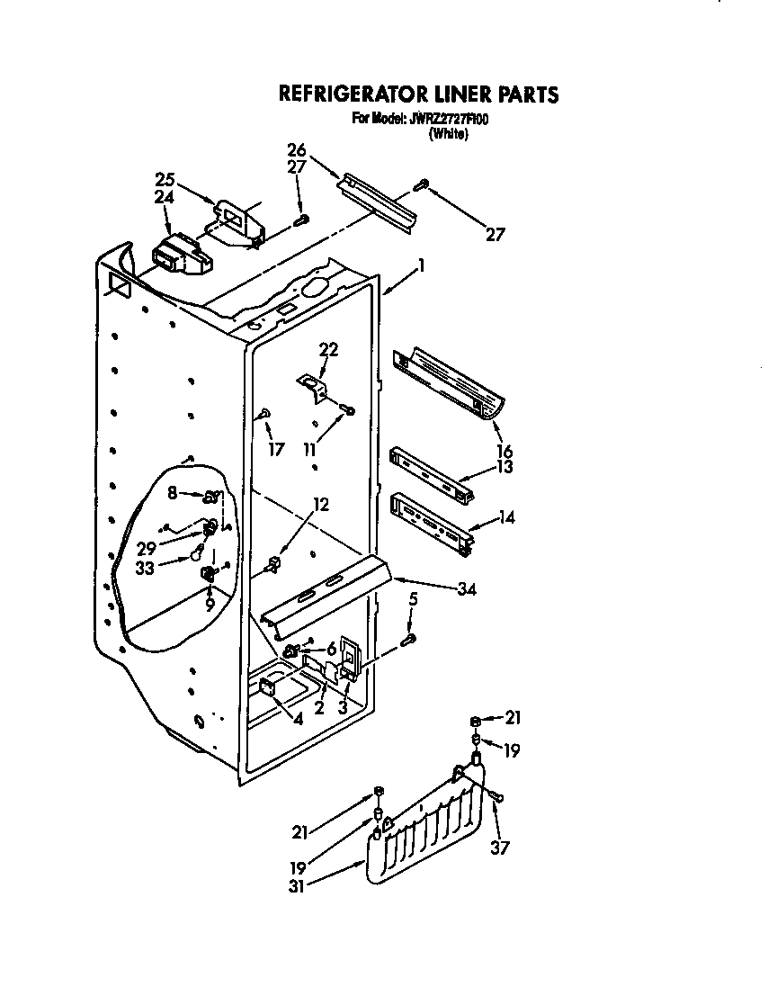 Whirlpool JWRZ2727FI00 refrigerator liner diagram