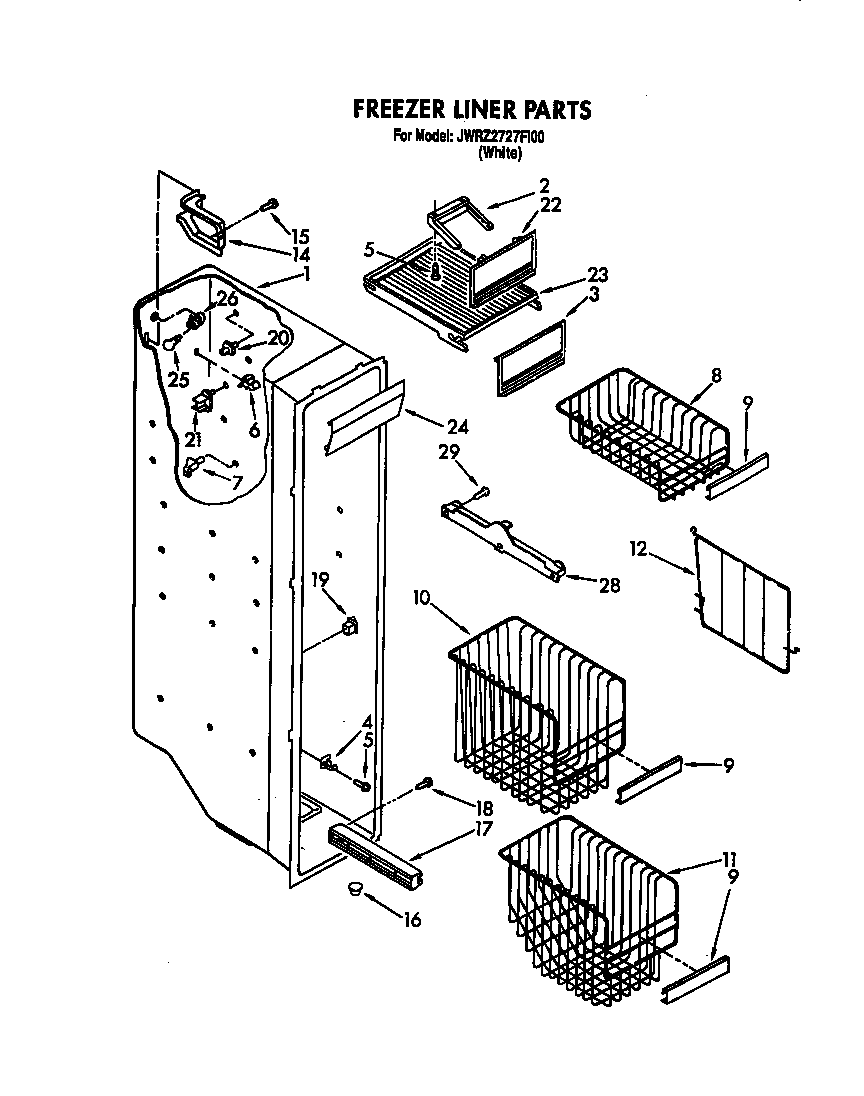Whirlpool JWRZ2727FI00 freezer liner diagram