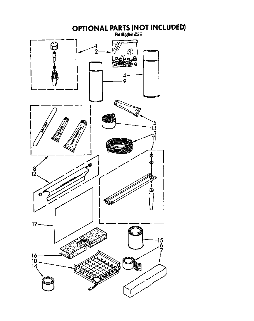 Whirlpool IC5E optional parts (not included) diagram