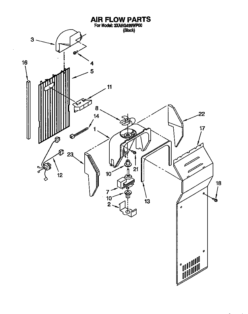 Whirlpool 3XARG499WP00 air flow diagram