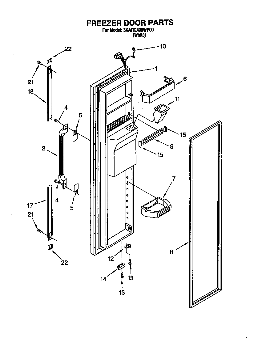 Whirlpool 3XARG498WP00 freezer door diagram