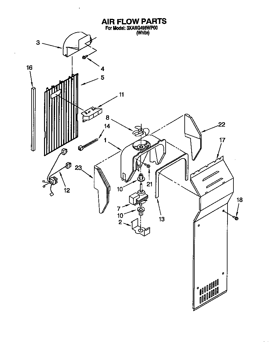 Whirlpool 3XARG498WP00 air flow diagram