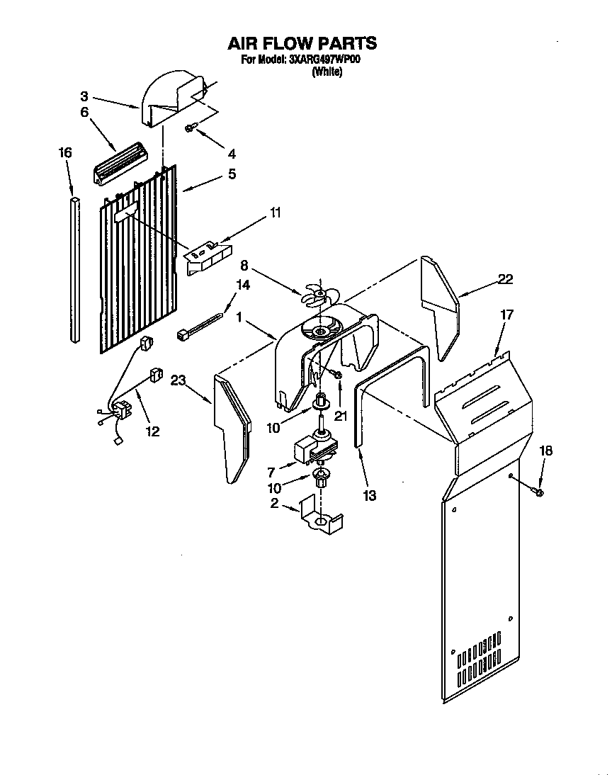 Whirlpool 3XARG497WP00 air flow diagram