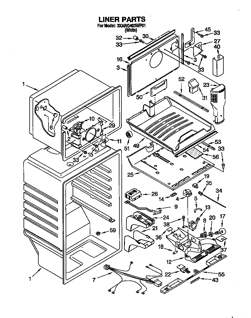 Whirlpool 3XARG493WP01 liner diagram