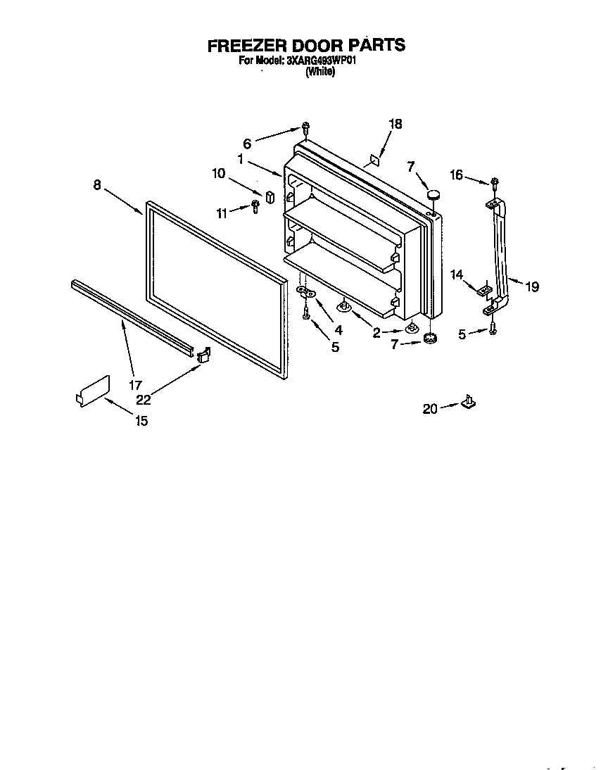 Whirlpool 3XARG493WP01 freezer door diagram