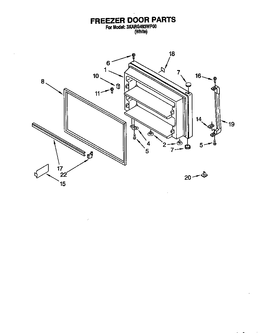 Whirlpool 3XARG493WP00 freezer door diagram