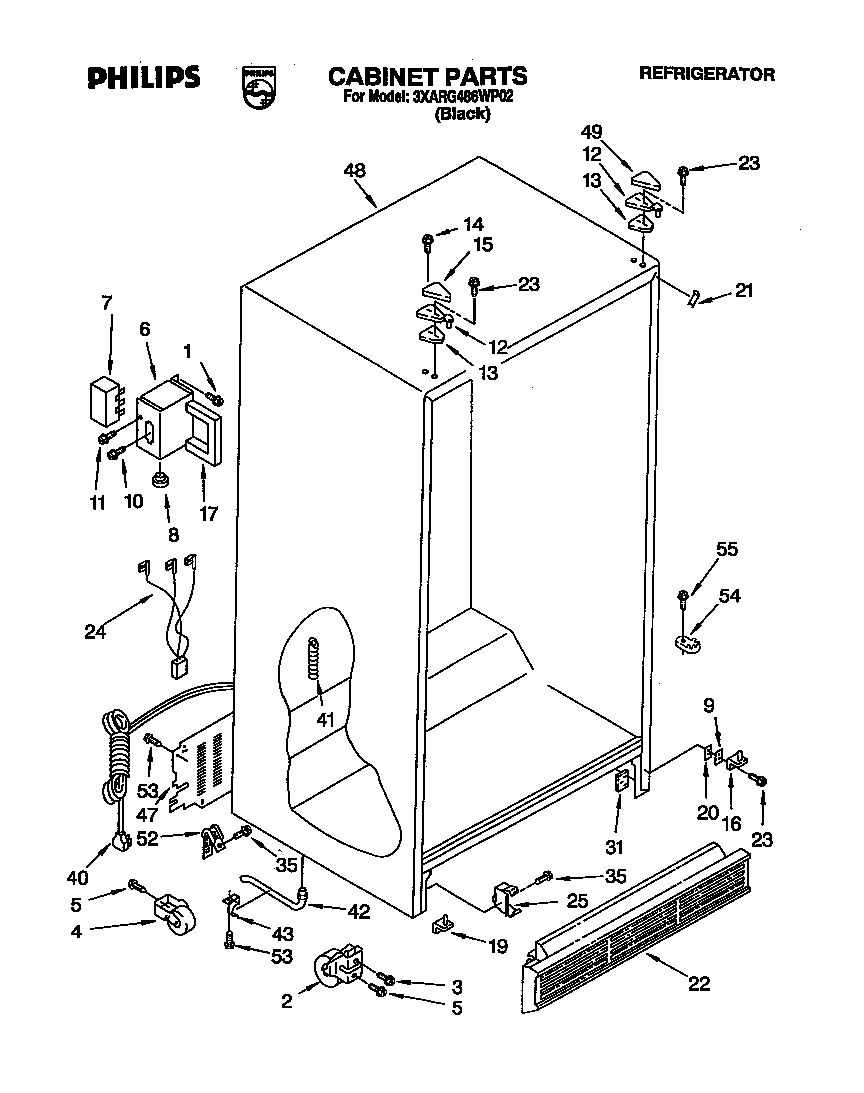 Whirlpool 3XARG486WP02 cabinet diagram