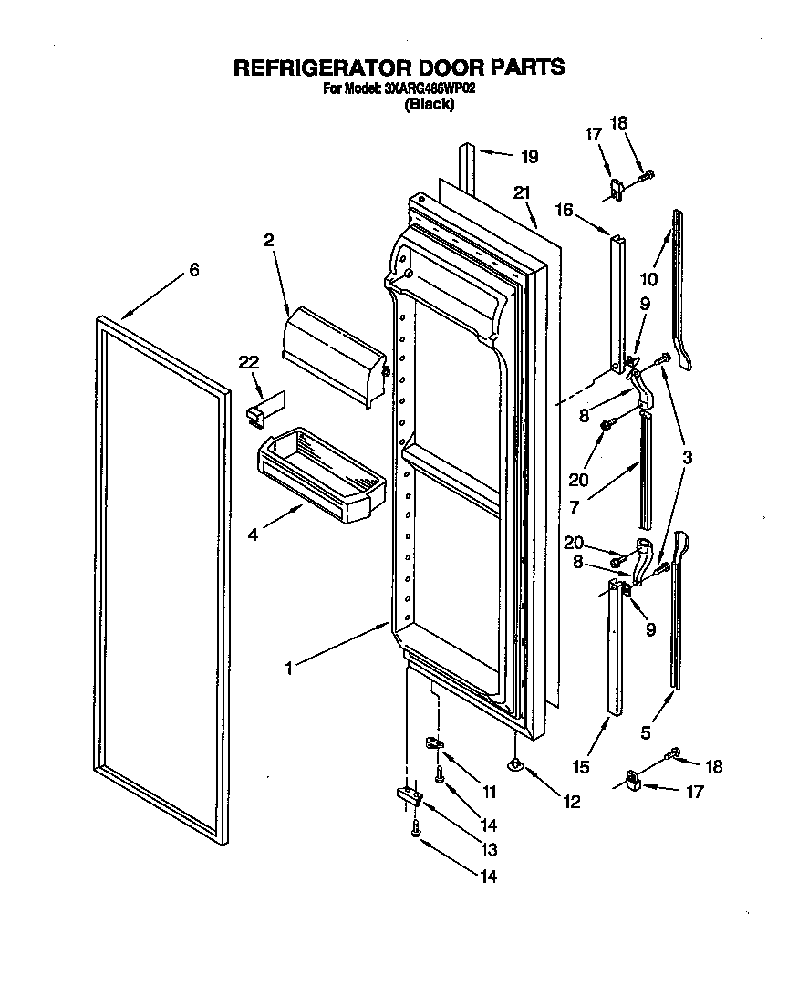 Whirlpool 3XARG486WP02 refrigerator door diagram