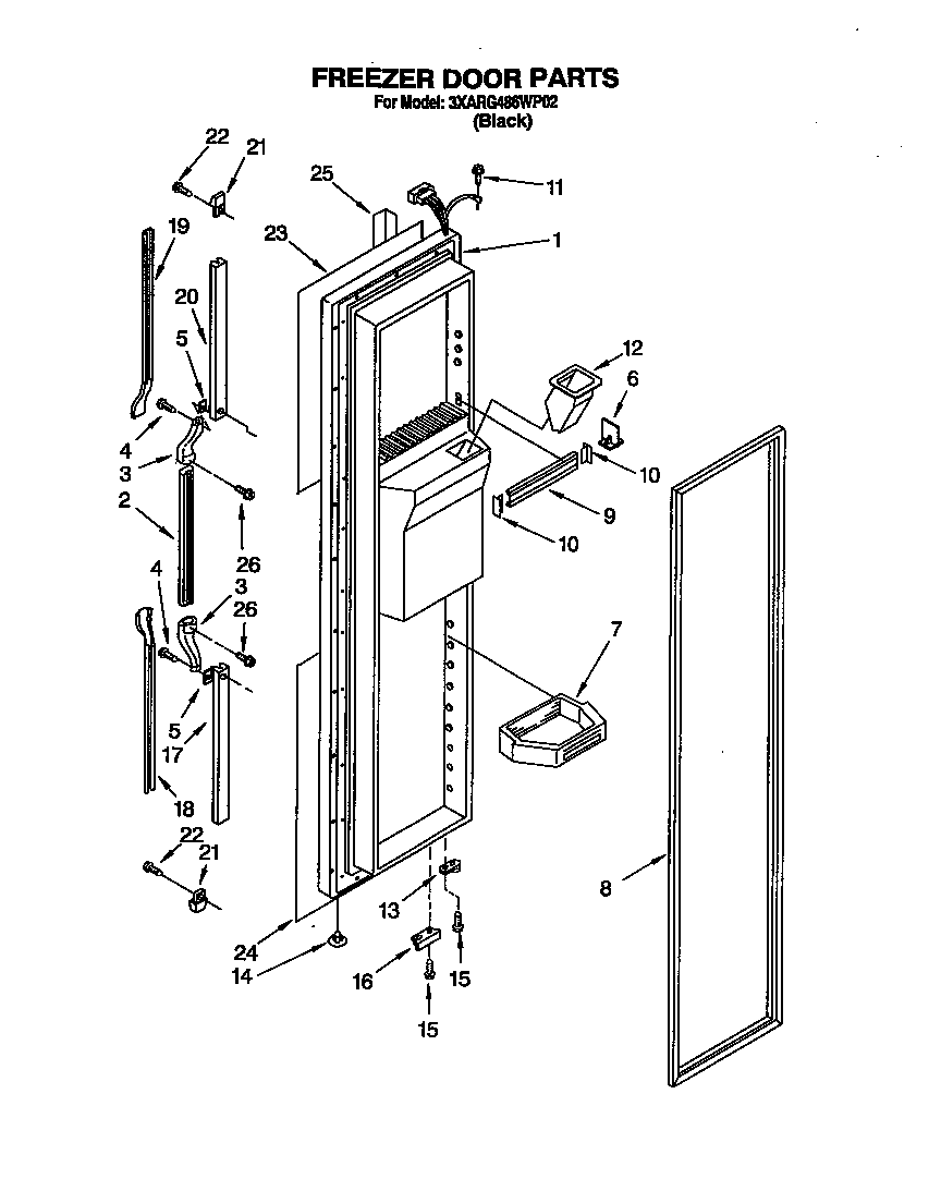 Whirlpool 3XARG486WP02 freezer door diagram