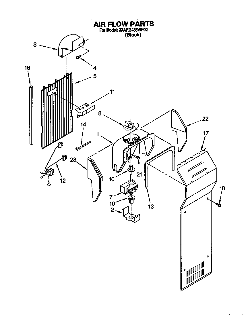 Whirlpool 3XARG486WP02 airflow diagram