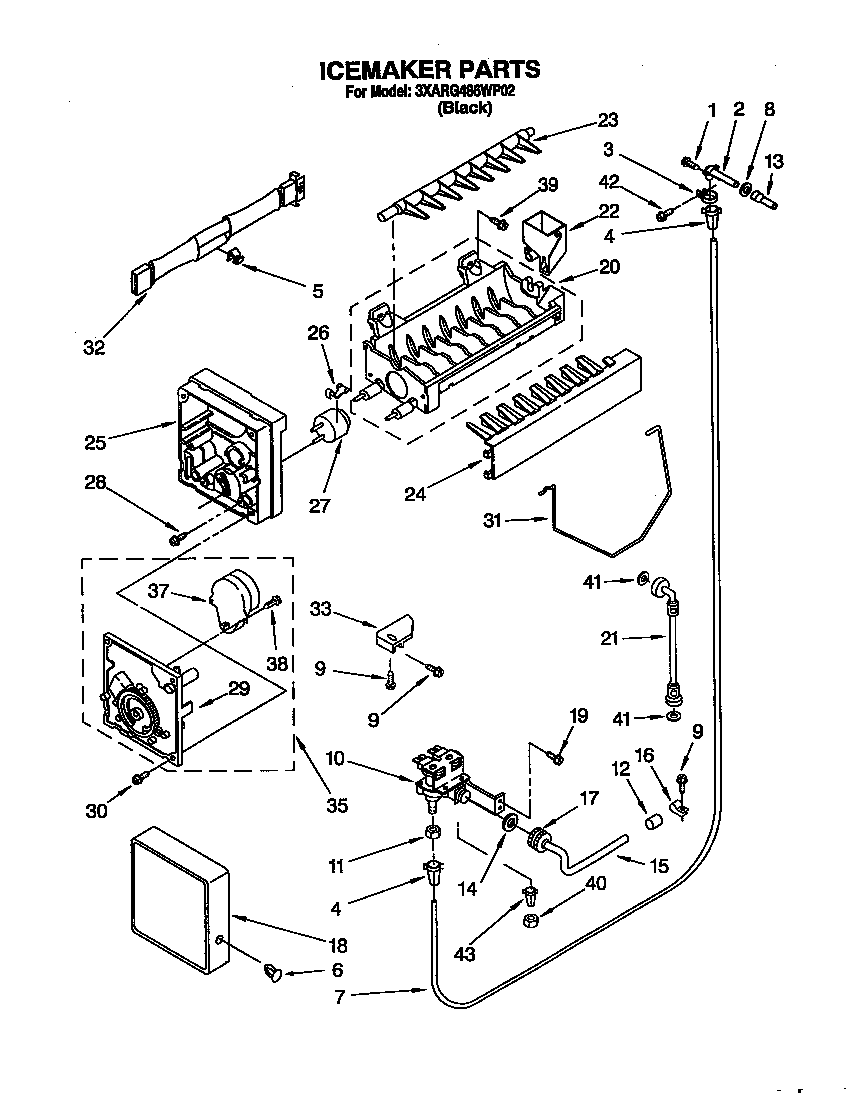 Whirlpool 3XARG486WP02 icemaker diagram