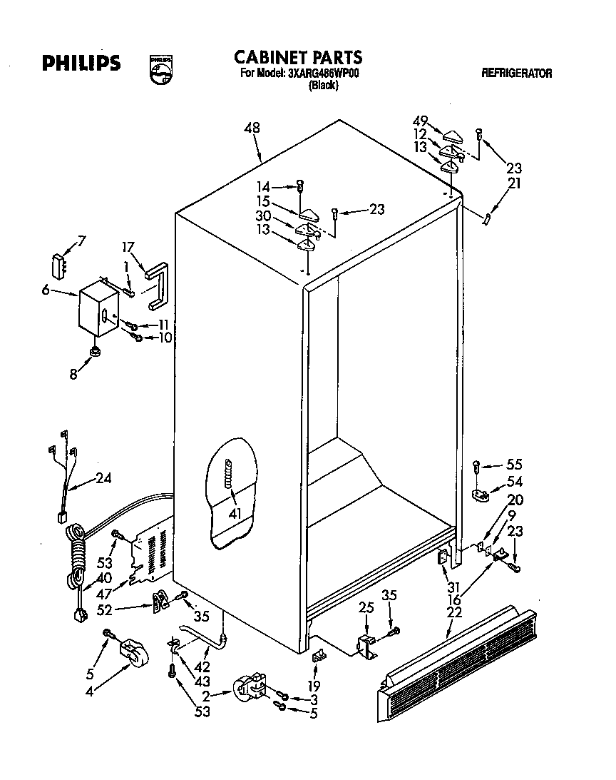 Whirlpool 3XARG486WP00 cabinet diagram