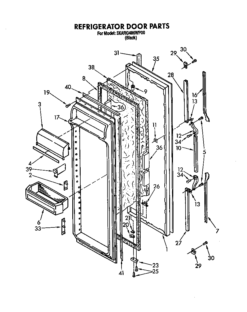Whirlpool 3XARG486WP00 refrigerator door diagram