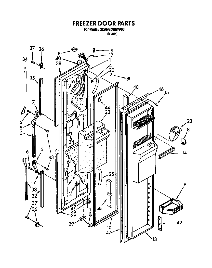 Whirlpool 3XARG486WP00 freezer door diagram