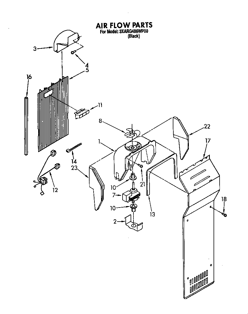 Whirlpool 3XARG486WP00 airflow diagram