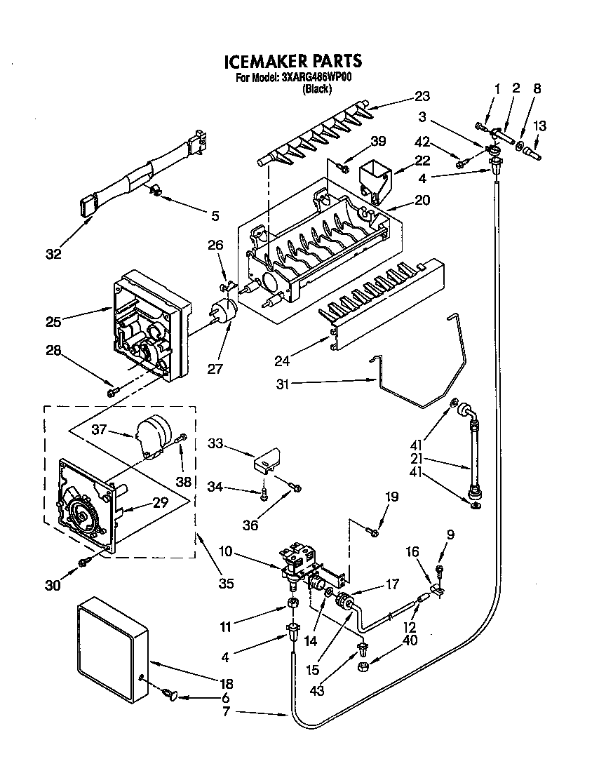 Whirlpool 3XARG486WP00 icemaker diagram