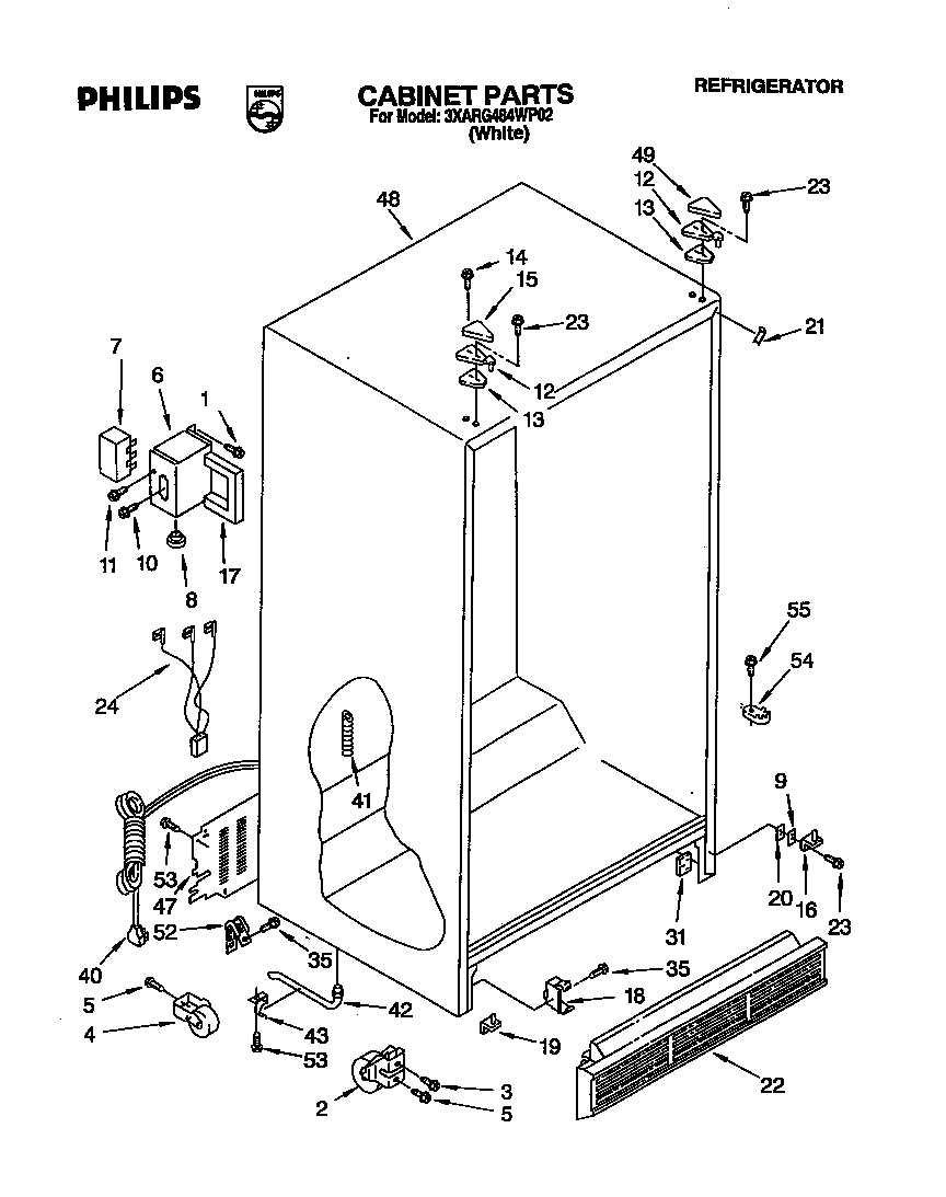 Whirlpool 3XARG484WP02 cabinet diagram