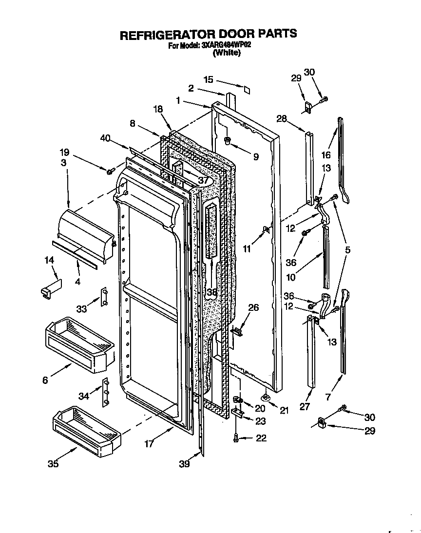 Whirlpool 3XARG484WP02 refrigerator door diagram
