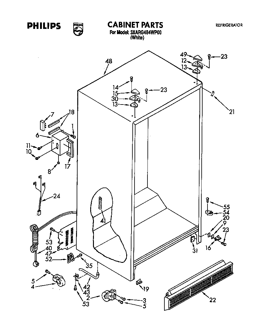 Whirlpool 3XARG484WP00 cabinet diagram